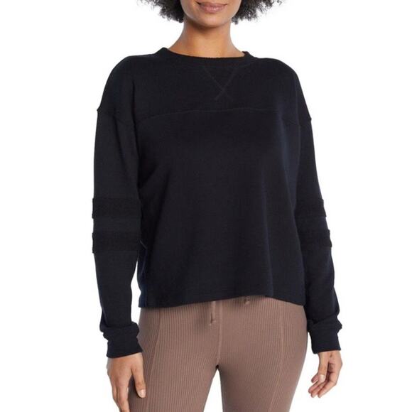 Year of Ours Varsity Ringer Sweatshirt Black Terry Womens M Made in the USA - Picture 1 of 13